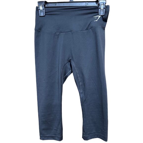 Gymshark Leggings Womens Size M Black Pull On Below Knee Athleisure Gym Workout - Picture 1 of 3